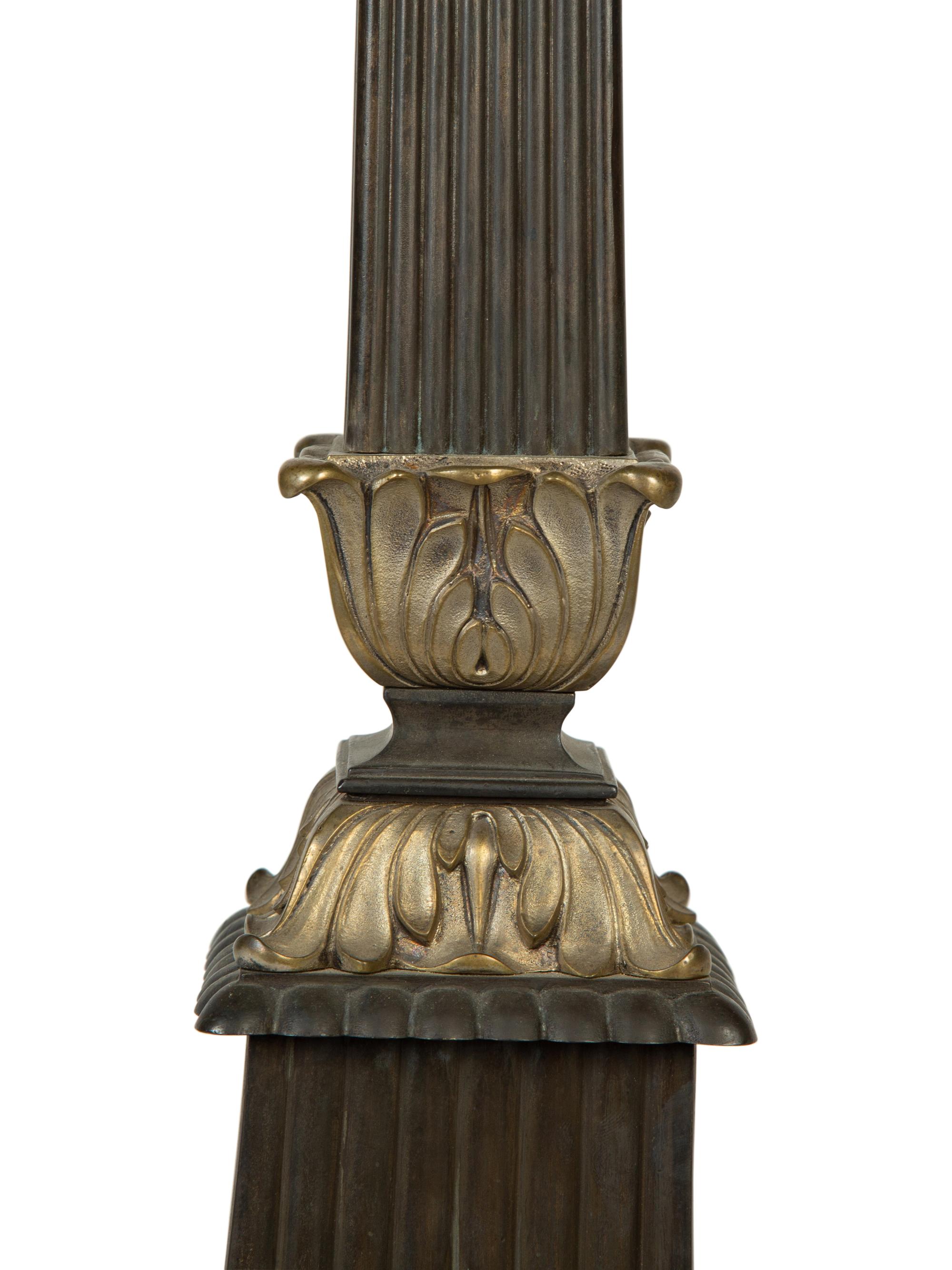A French Gilt and Patinated Bronze Table Lamp