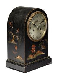 An English Black Japanned Mantel Clock