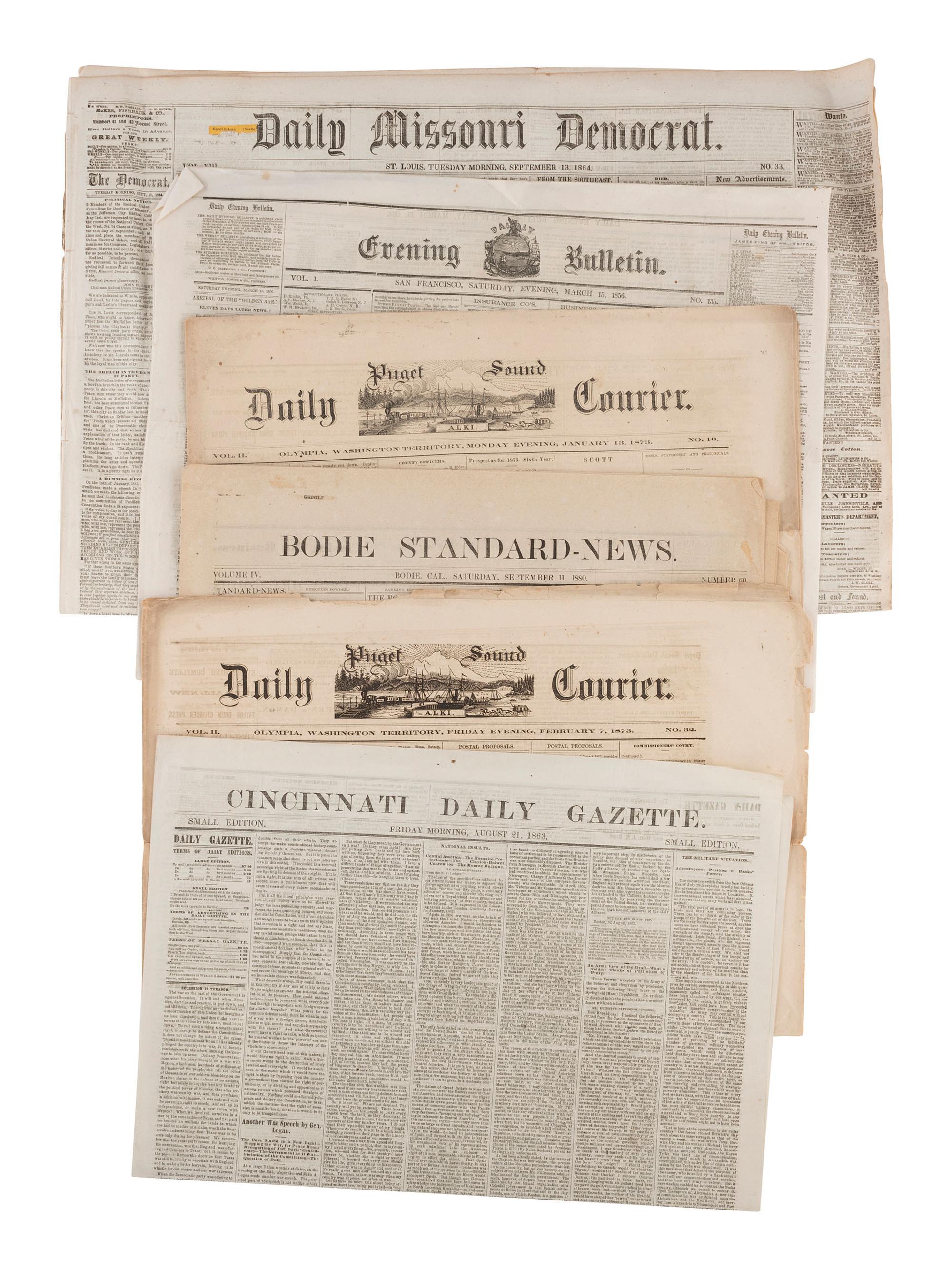 [NEWSPAPERS]. Large collection of 19th century newspapers published throughout the United States.