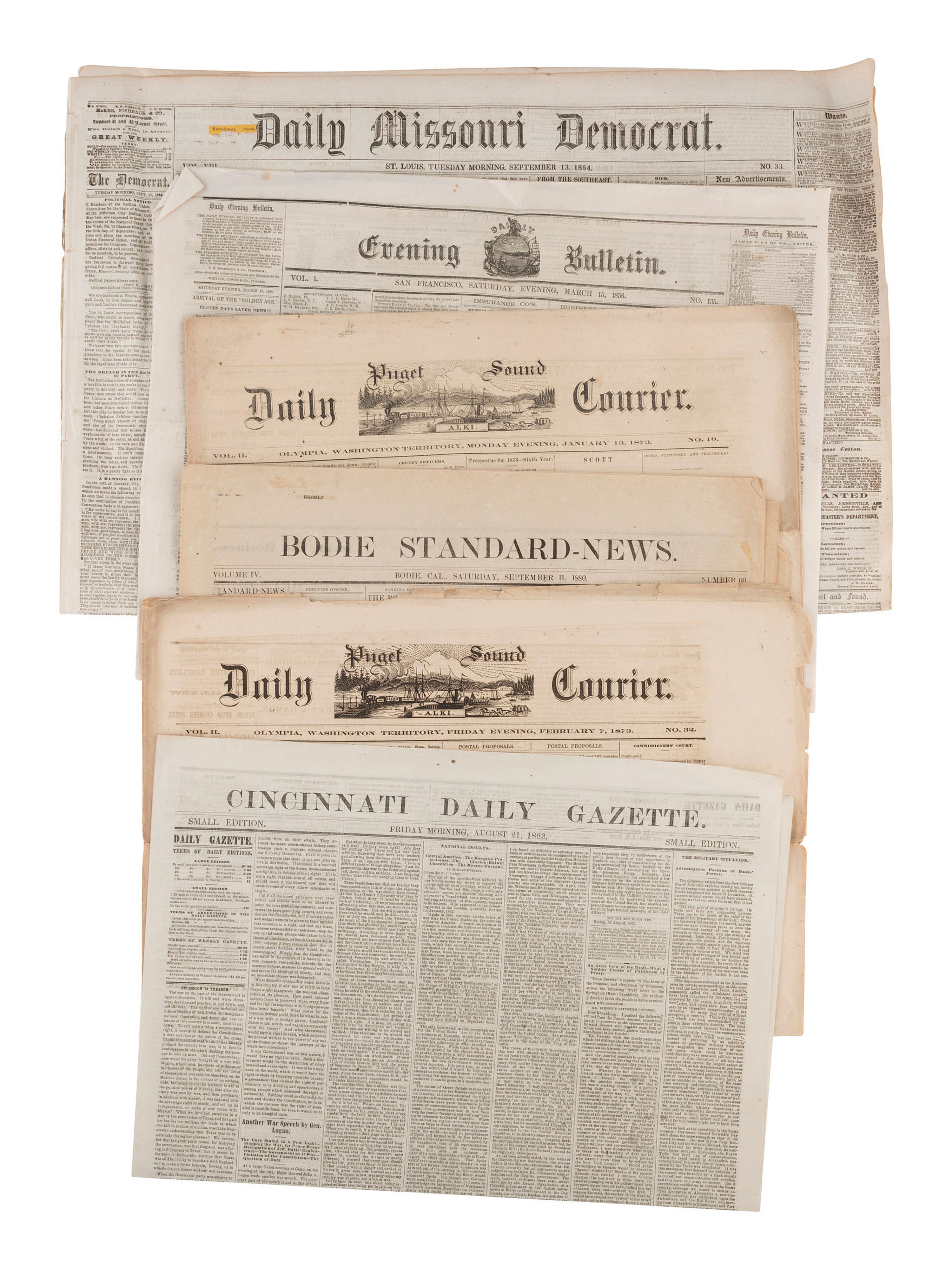 [NEWSPAPERS]. Large collection of 19th century newspapers published throughout the United States.
