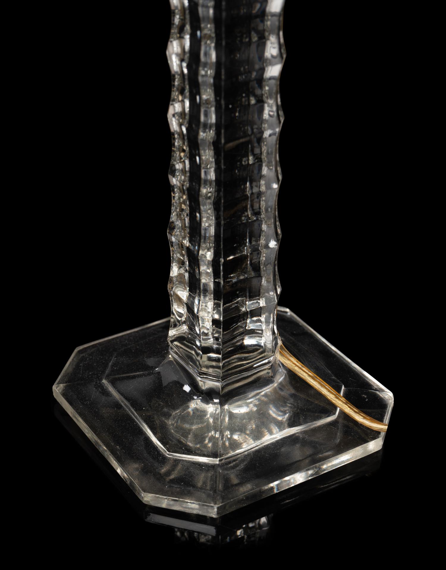 APPROVED FOR DONATION A Cut Glass Candlestick Mounted as a Lamp