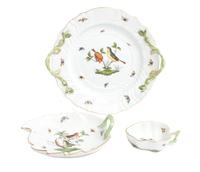 A Group of Three Herend Porcelain Serving Dishes Width of first 12 3/4 inches.