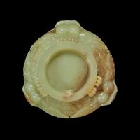 A Chinese carved greyish celadon and beige jade archaistic "Birds" vessel and cover Qing Dynasty, 18th/19th Century