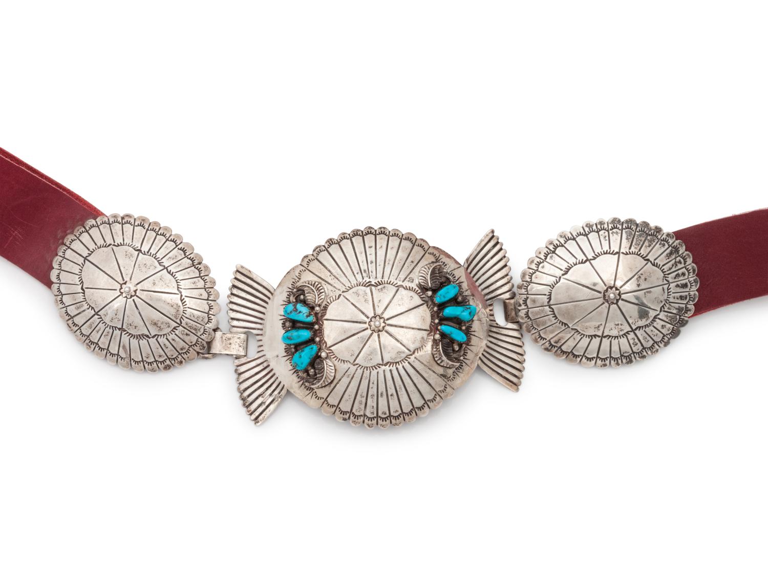 Navajo Silver and Turquoise Belt Buckle