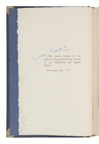 Dreiser, Theodore (1871-1945). An American Tragedy . New York: Boni & Liveright, 1925.