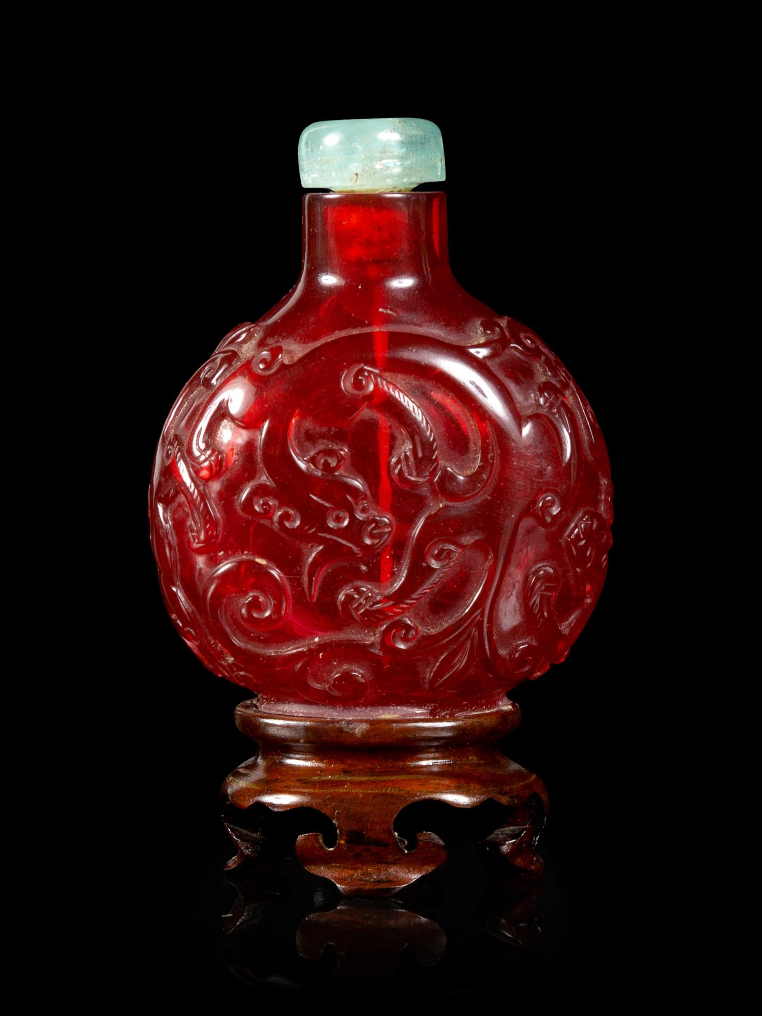 A Well-Carved Ruby Red Glass Snuff Bottle