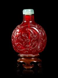 A Well-Carved Ruby Red Glass Snuff Bottle
