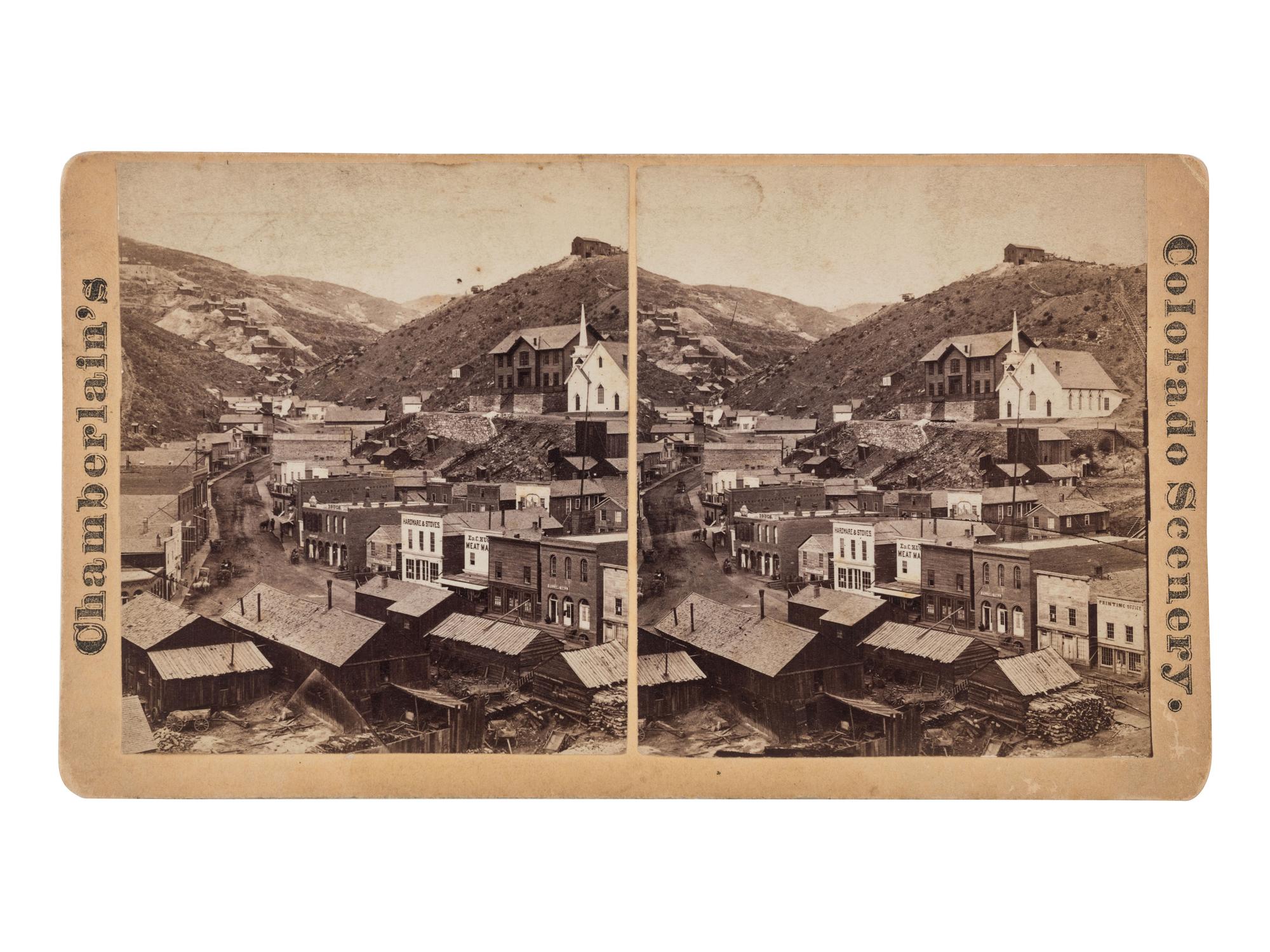 [COLORADO]. A group of 3 early photographs of Black Hawk and Central City, Colorado, by Chamberlain, Weitfle, and Wakely, comprising: