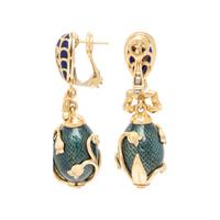 YELLOW GOLD AND ENAMEL PENDANT EARRINGS