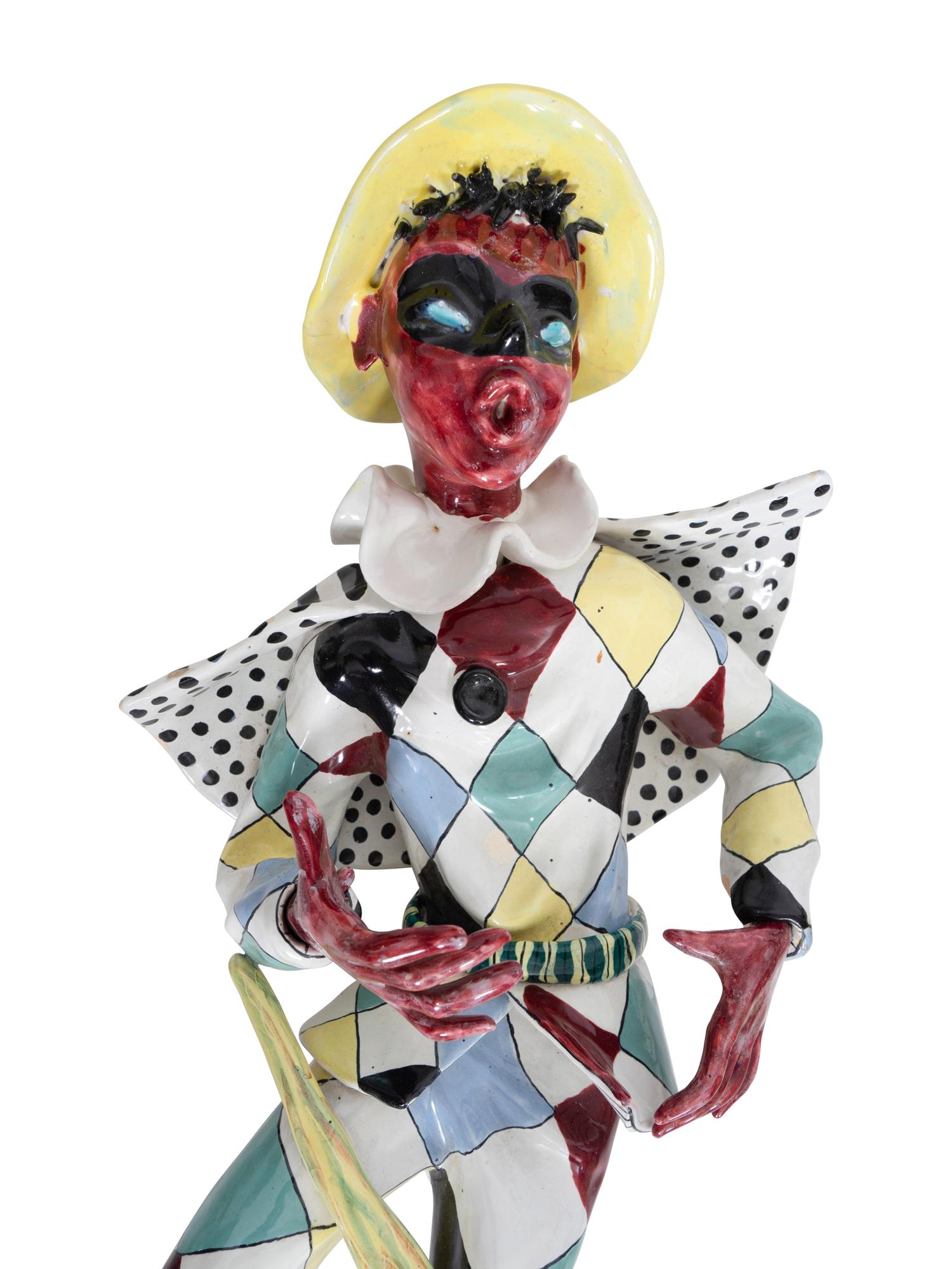 Three Large Italian Ceramic Commedia dell'Arte Figures