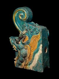 A Turquoise Glazed Pottery 'Dragon' Roof Tile
