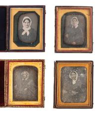 [EARLY PHOTOGRAPHY]. 17 quarter plate daguerreotypes featuring women wearing bonnets.