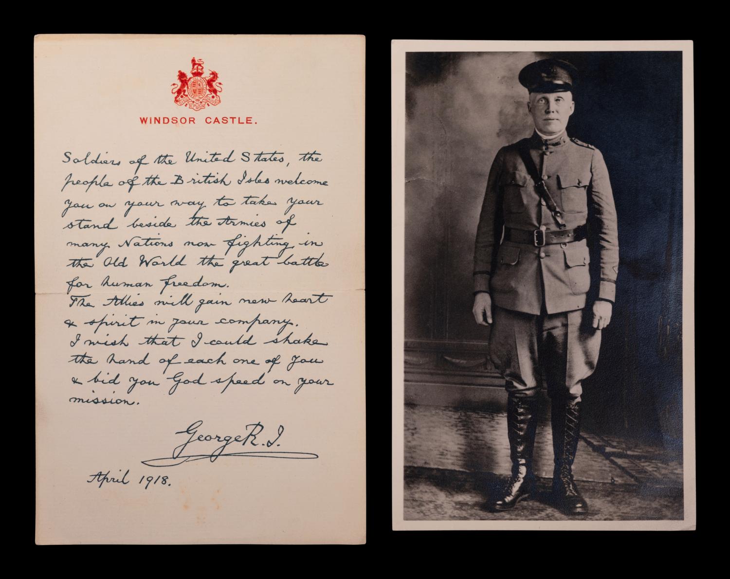 (History) Reproduction of a handwritten letter by King George V dated April, 1918.