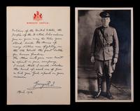 (History) Reproduction of a handwritten letter by King George V dated April, 1918.