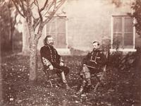 [CUSTER, George Armstrong (1839-1876)]. O'SULLIVAN, Timothy (1840-1882), photographer. Large format photograph of Generals George A. Custer and Alfred Pleasanton, Warrenton, VA, 9 October 1863.