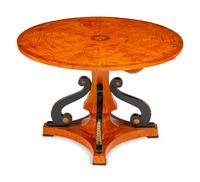 An Austrian Part Ebonized and Inlaid Ash and Walnut Center Table — 19TH CENTURY