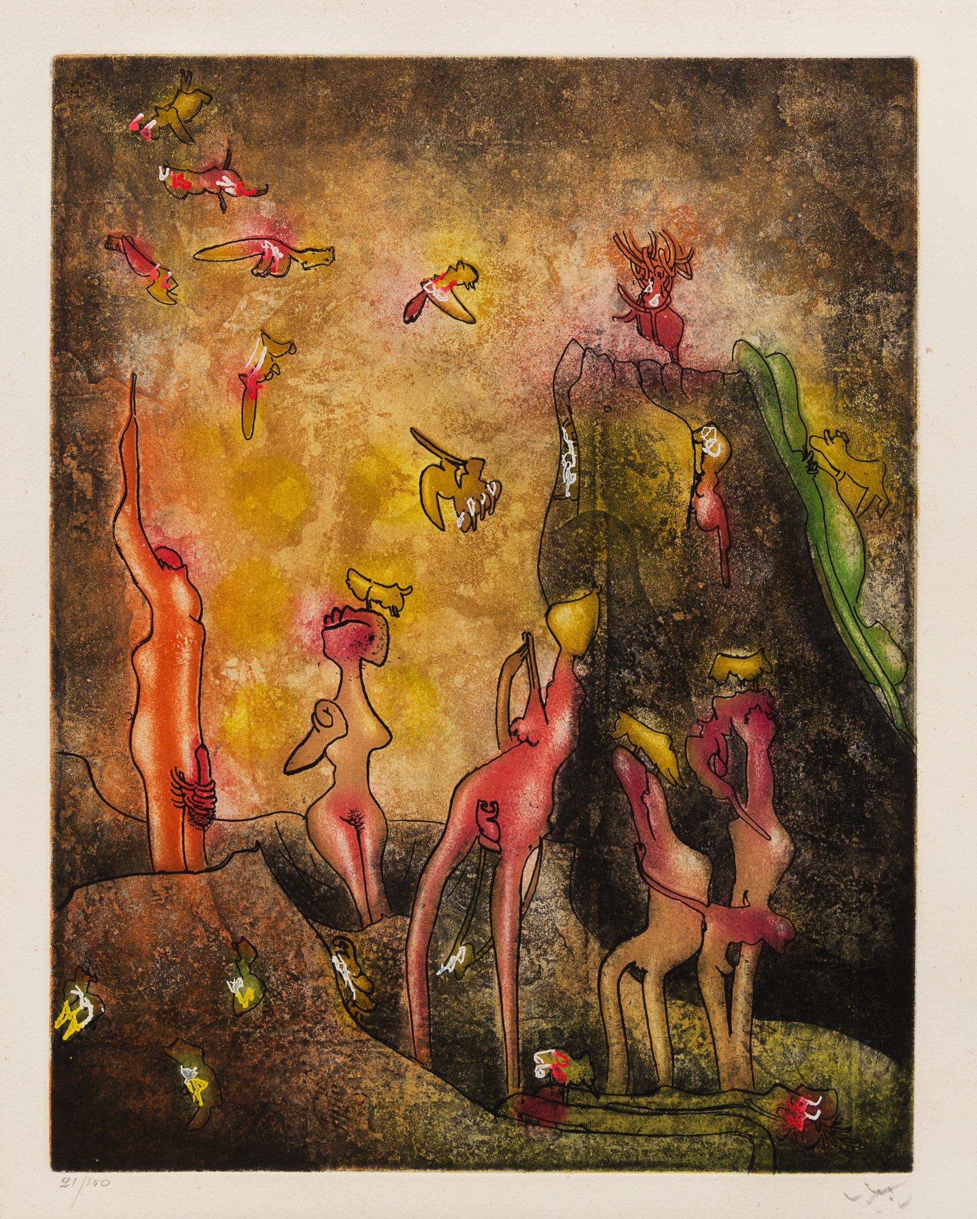 Roberto Matta, (Chilean, 1911-2002), Hom'mère (plate 3, Chaosmos) and Untitled (a pair of works)