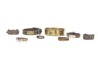 A Group of Eight Silver and Brass-Mounted Dog Collars