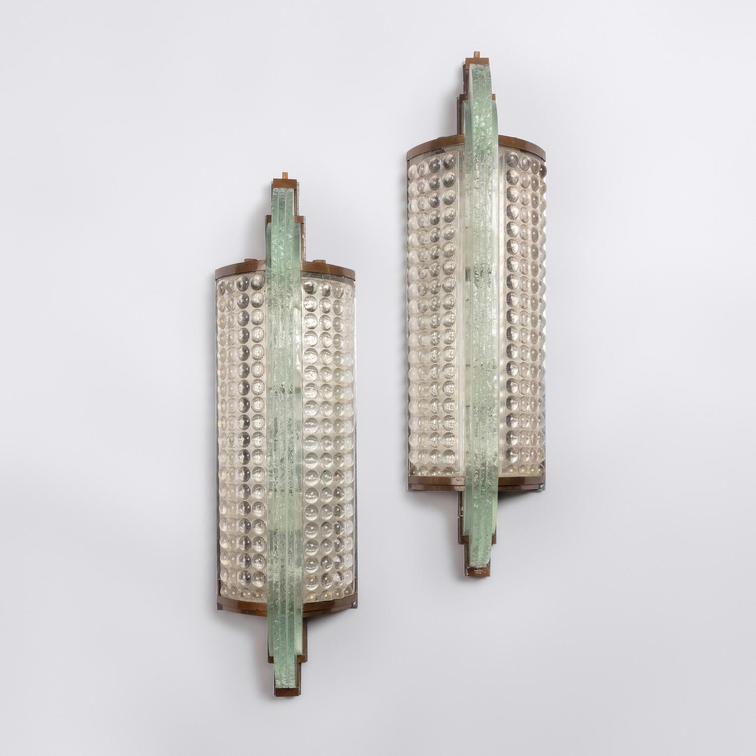 Sabino 2nd Quarter 20th Century — Pair of Grains de Riz Glass Sconces, c. 1930