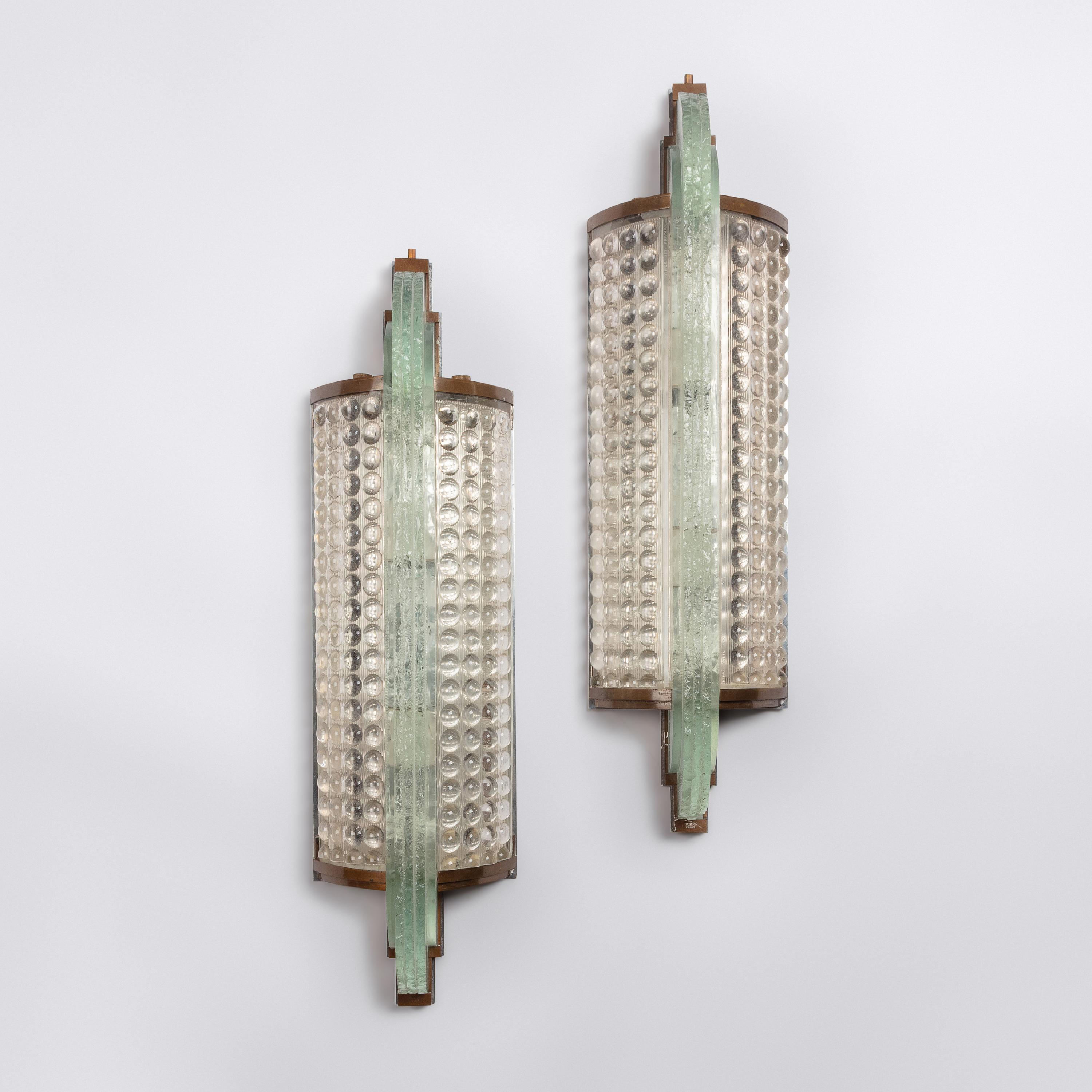 Sabino 2nd Quarter 20th Century — Pair of Grains de Riz Glass Sconces, c. 1930