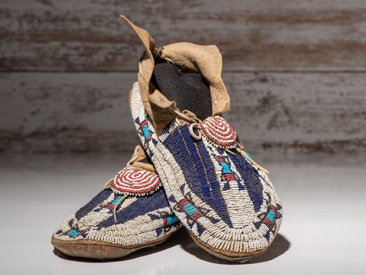 Cheyenne Beaded Hide Moccasins