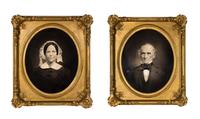 A Pair of Chalk Portraits in Giltwood Frames Height of each 20 inches (visible). — 19TH CENTURY