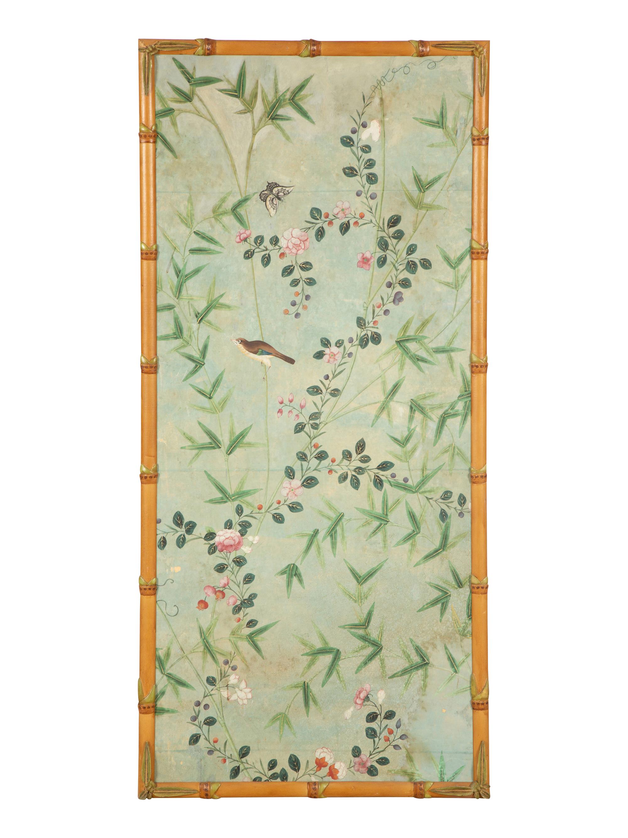 Three Chinoiserie Wall Paper Panels — 19th/20th Century