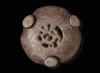 A carved Chinese hardwood censer stand, possibly Tieli Mu 硬木底座 可能為鐵梨木
