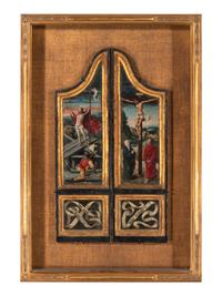 Crucifixion, Resurrection ( two wings of a triptych)