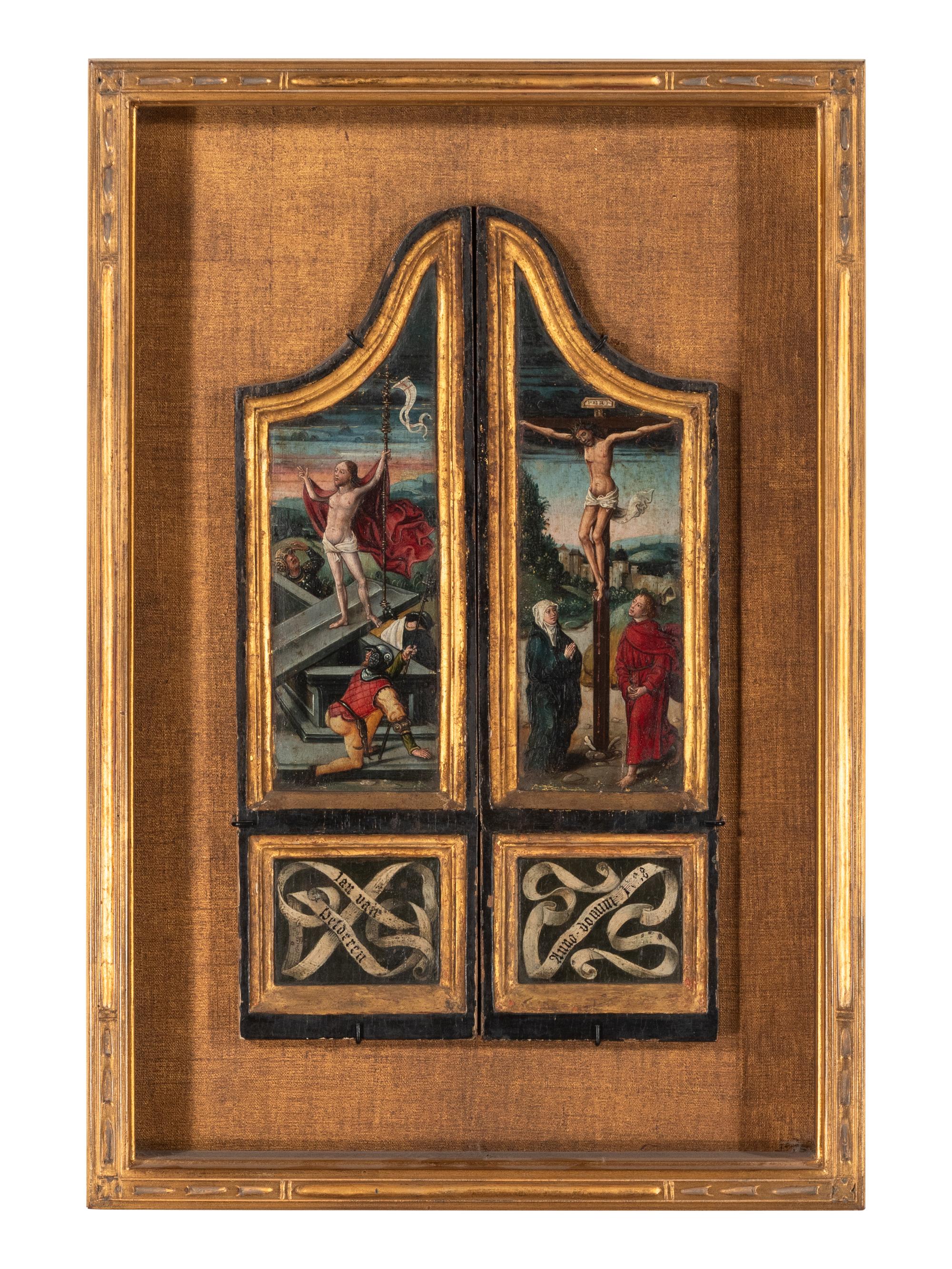 Crucifixion, Resurrection ( two wings of a triptych)