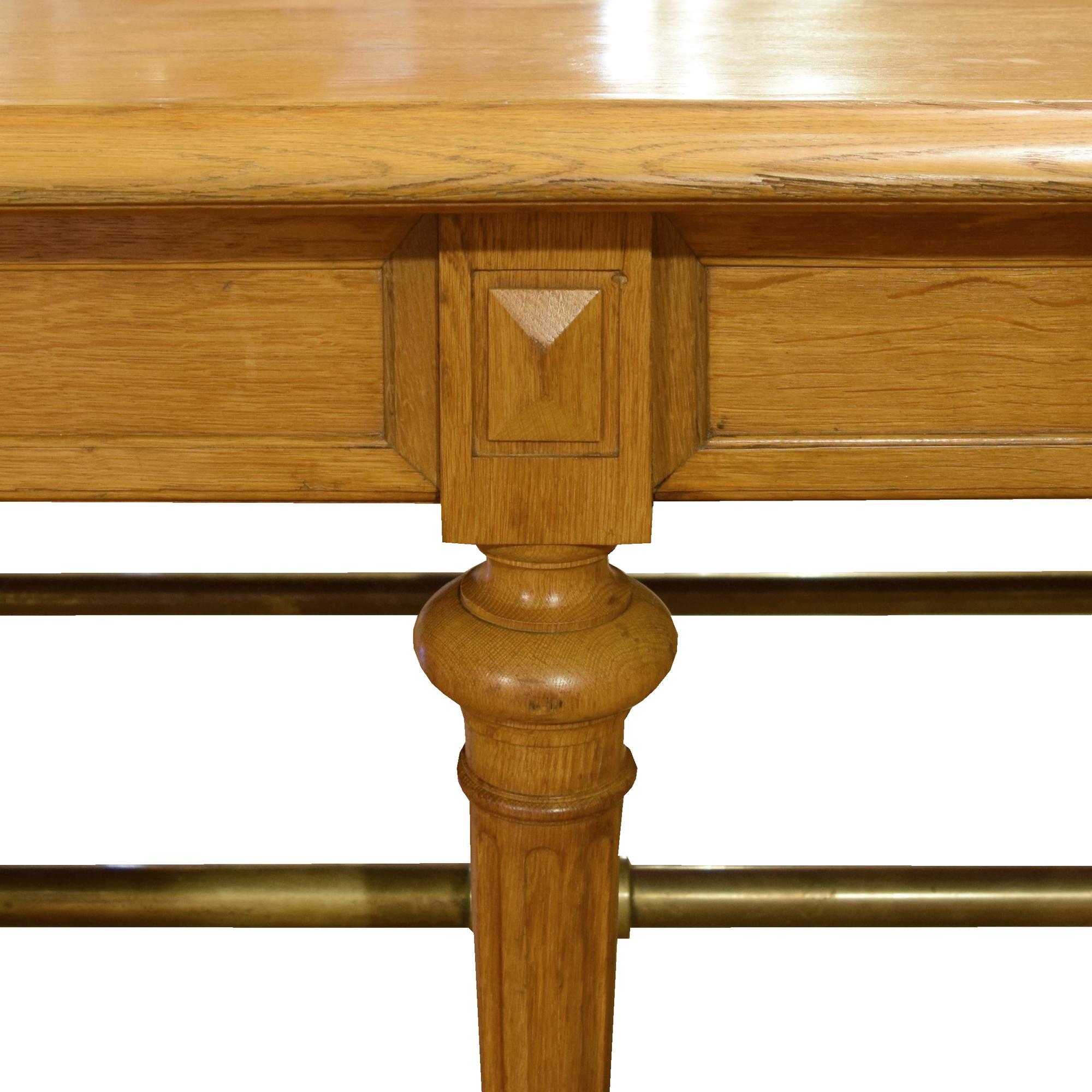 An Oak and Brass Table from the Bank of France 118" W x 59" D x 32" H — France, 20th Century