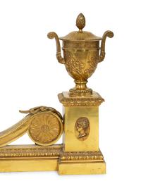 A Neoclassical Style Bronze Fire Fender with Urn-form Chenets — 19TH CENTURY