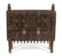 A Continental Carved Oak Livery Cupboard Height 45 x width 41 x depth 16 inches. — 17TH/18TH CENTURY