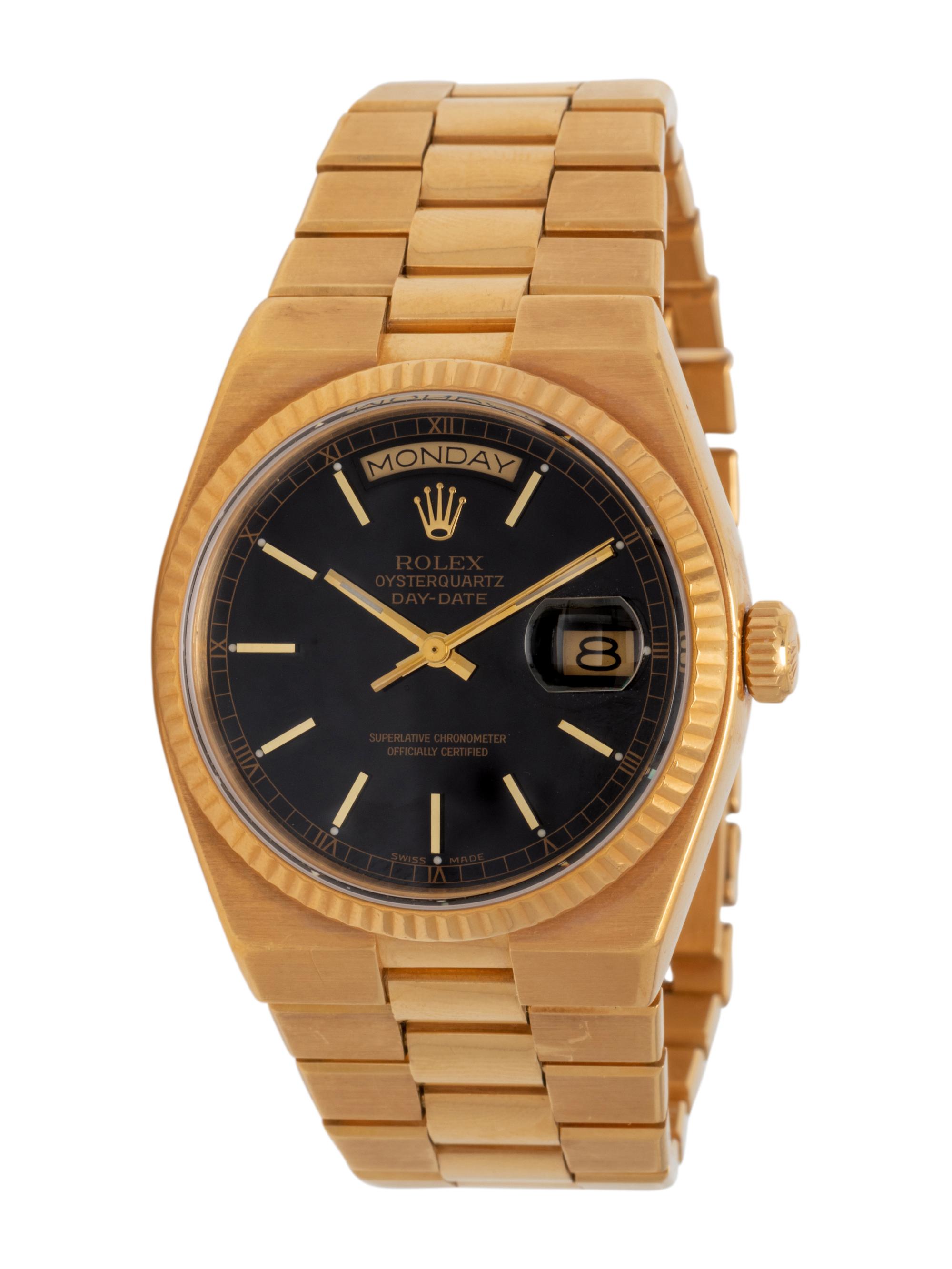ROLEX, REF. 19018 18K YELLOW GOLD 'OYSTERQUARTZ DAY-DATE' WATCH