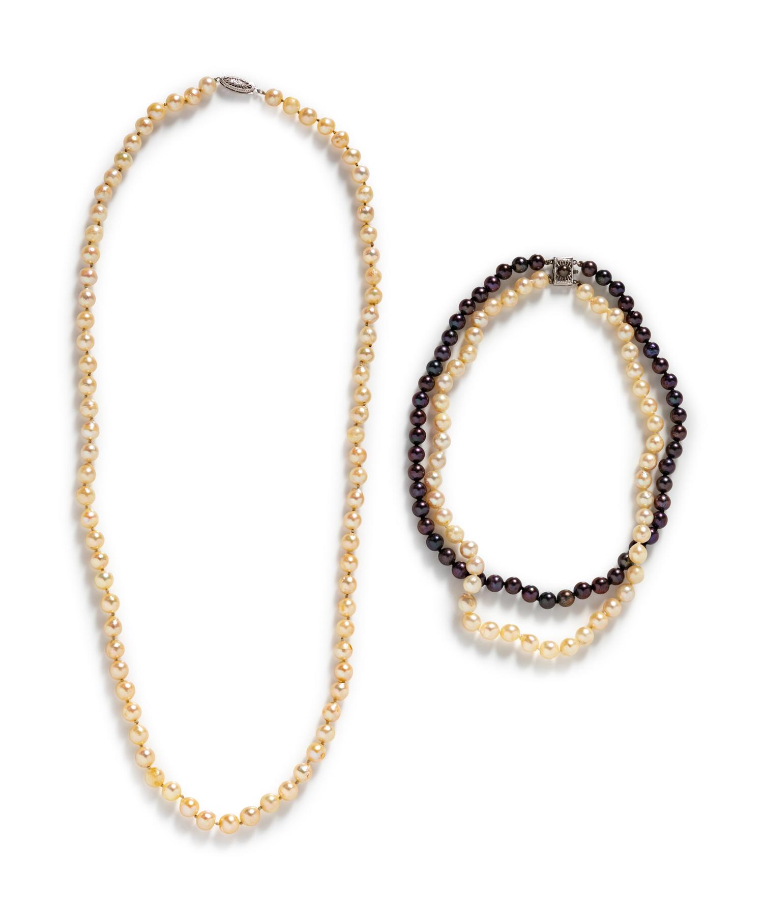Collection of 14 Karat Gold and Cultured Pearl Jewelry,