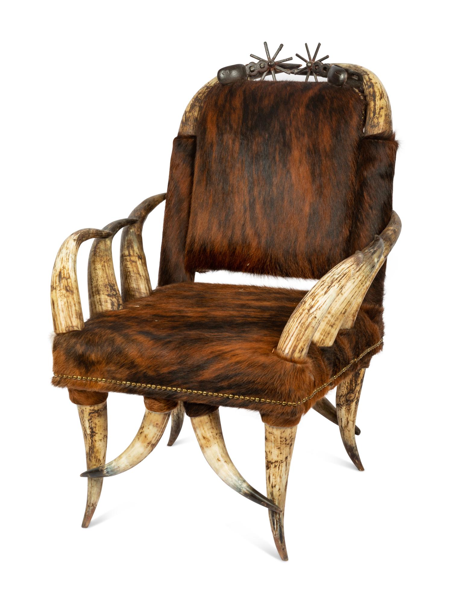 A Victorian Horn Chair and Ottoman