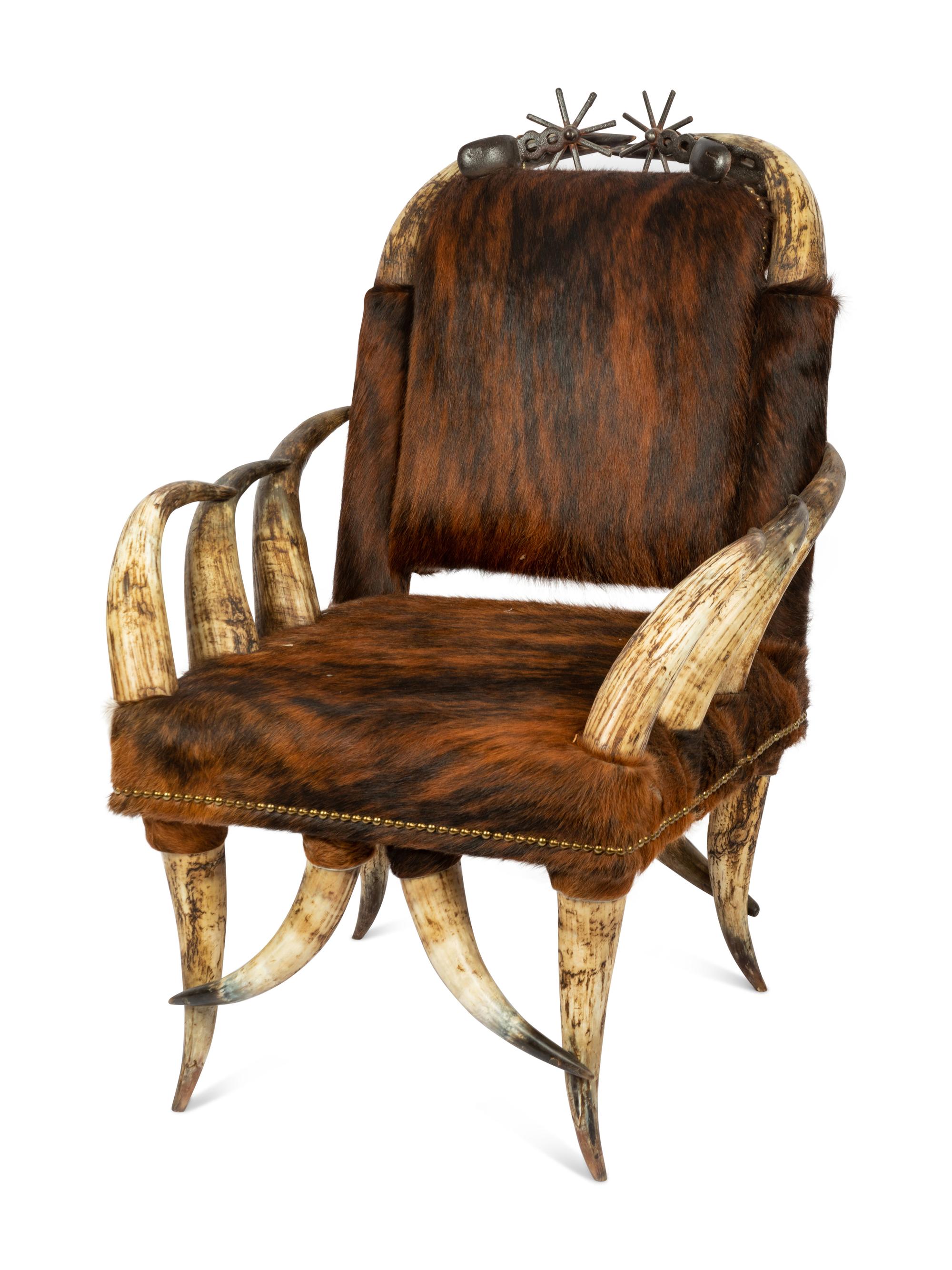 A Victorian Horn Chair and Ottoman