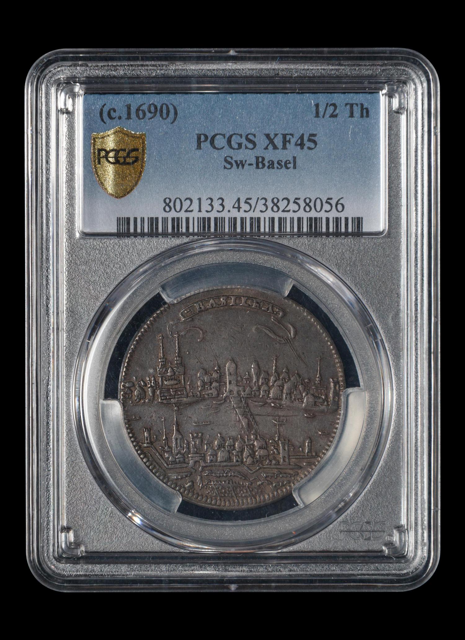 [OLD SWISS CONFEDERACY-BASEL] c. 1690 1/2 Thaler Coin (PCGS XF45)