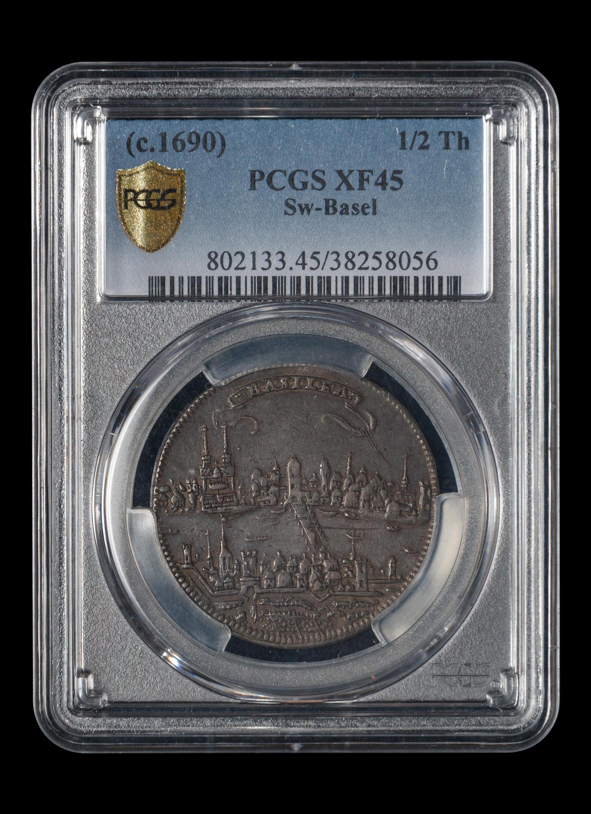 [OLD SWISS CONFEDERACY-BASEL] c. 1690 1/2 Thaler Coin (PCGS XF45)