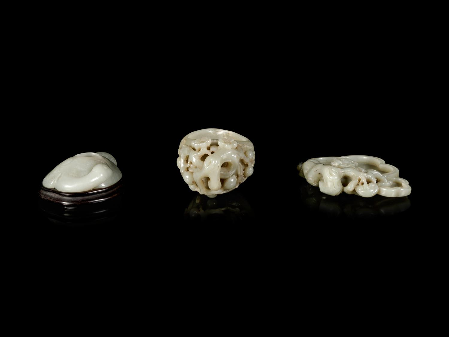 Three Chinese Celadon Jade Scholar's Objects
