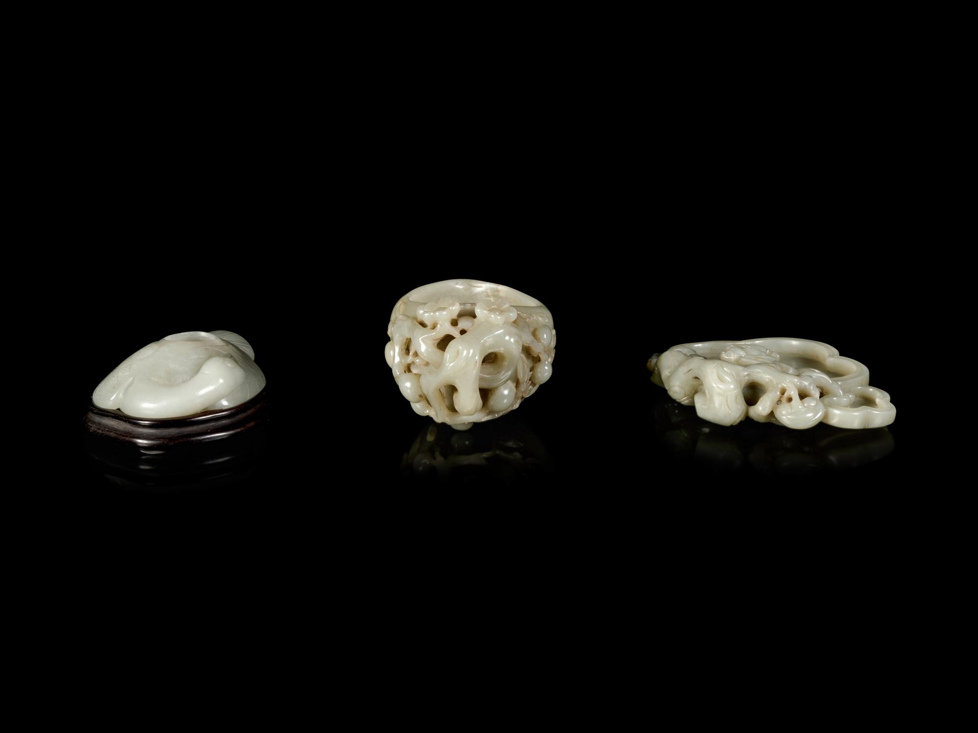 Three Chinese Celadon Jade Scholar's Objects