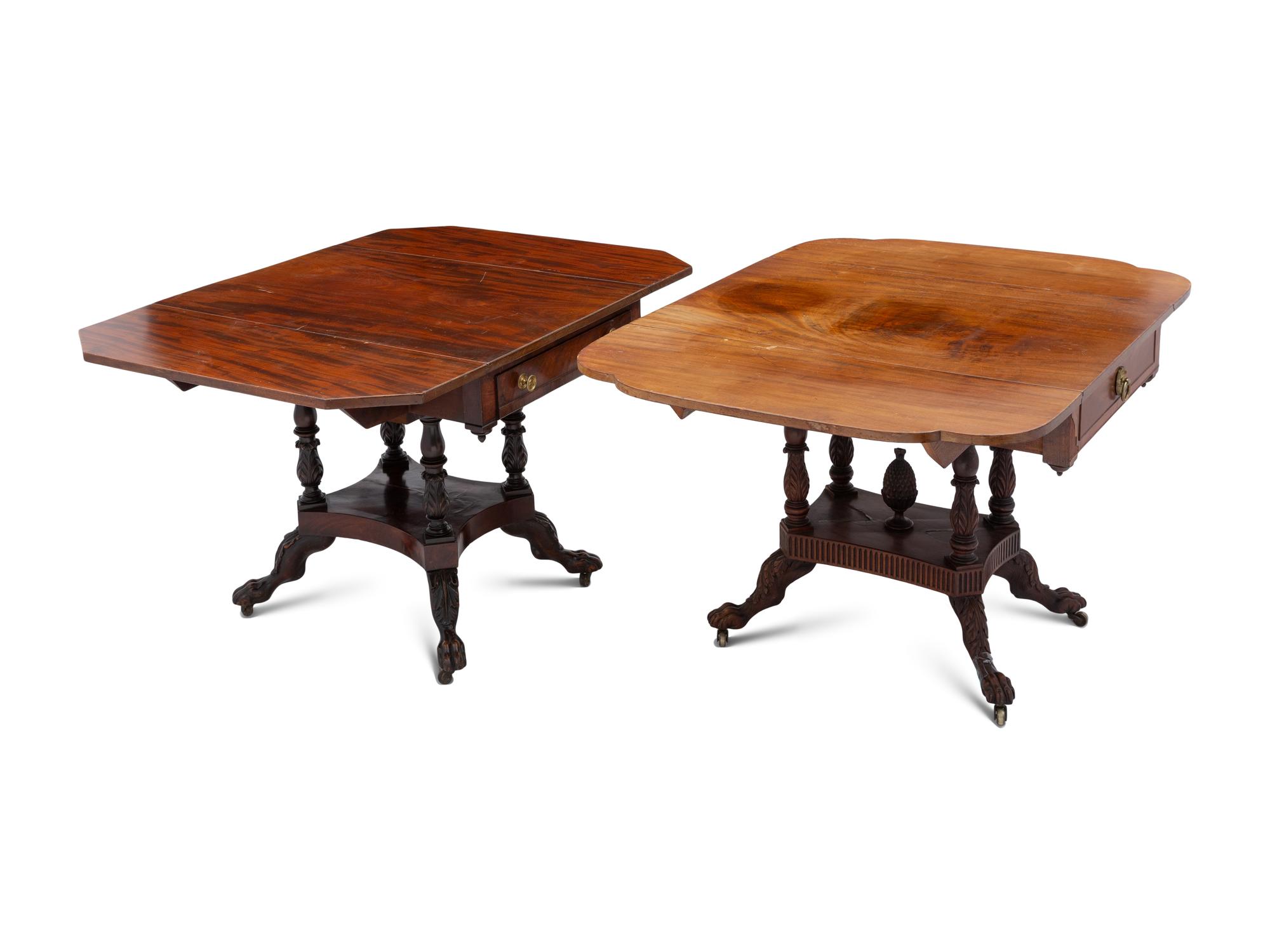 Two American Classical Mahogany Drop-Leaf Tables