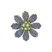 JEAN VITAU, SAPPHIRE, GARNET, AND DIAMOND FLOWER PIN