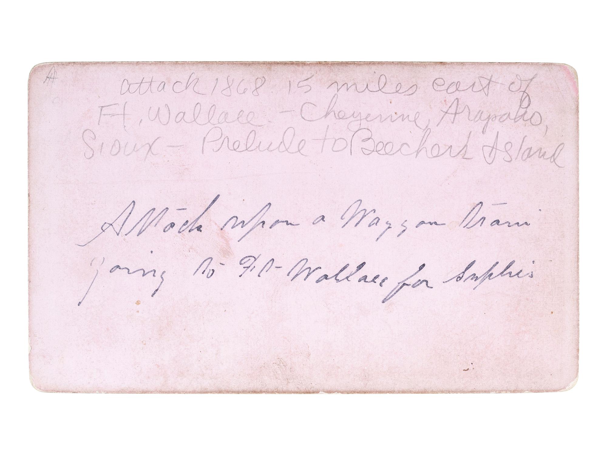[NATIVE AMERICANS]. Copy CDV featuring an illustration of a documented Indian attack in Kansas. Ca 1868-69.