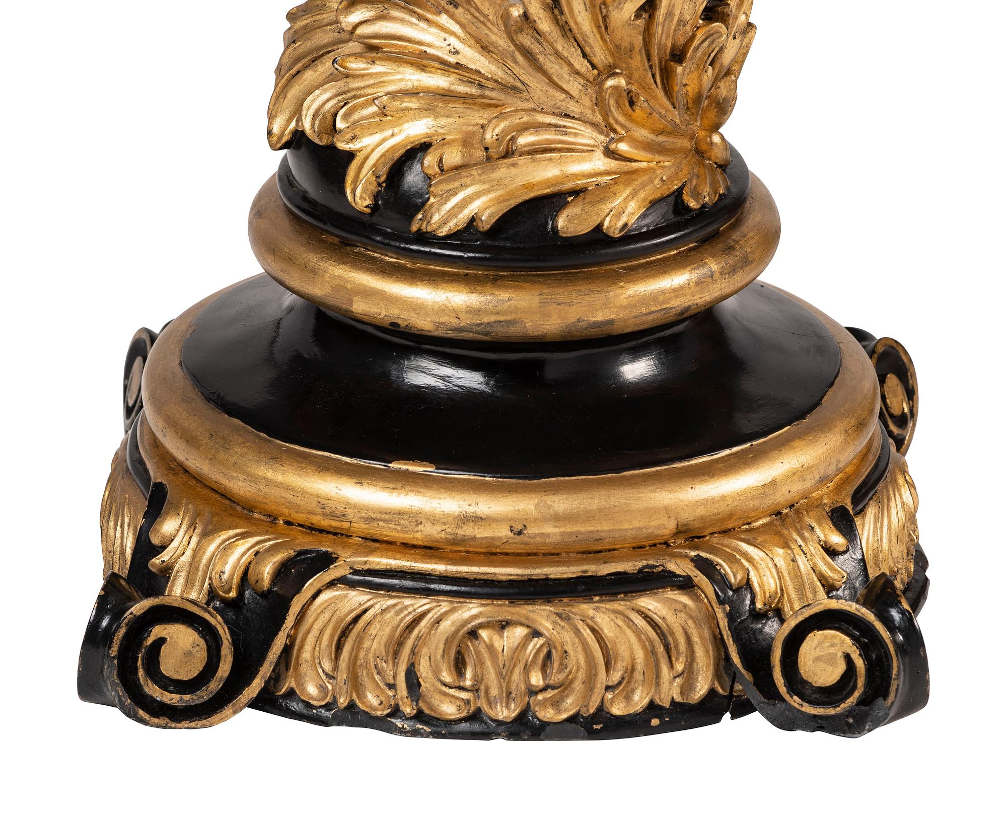 A Pair of Giltwood Baroque Style Column Pedestals