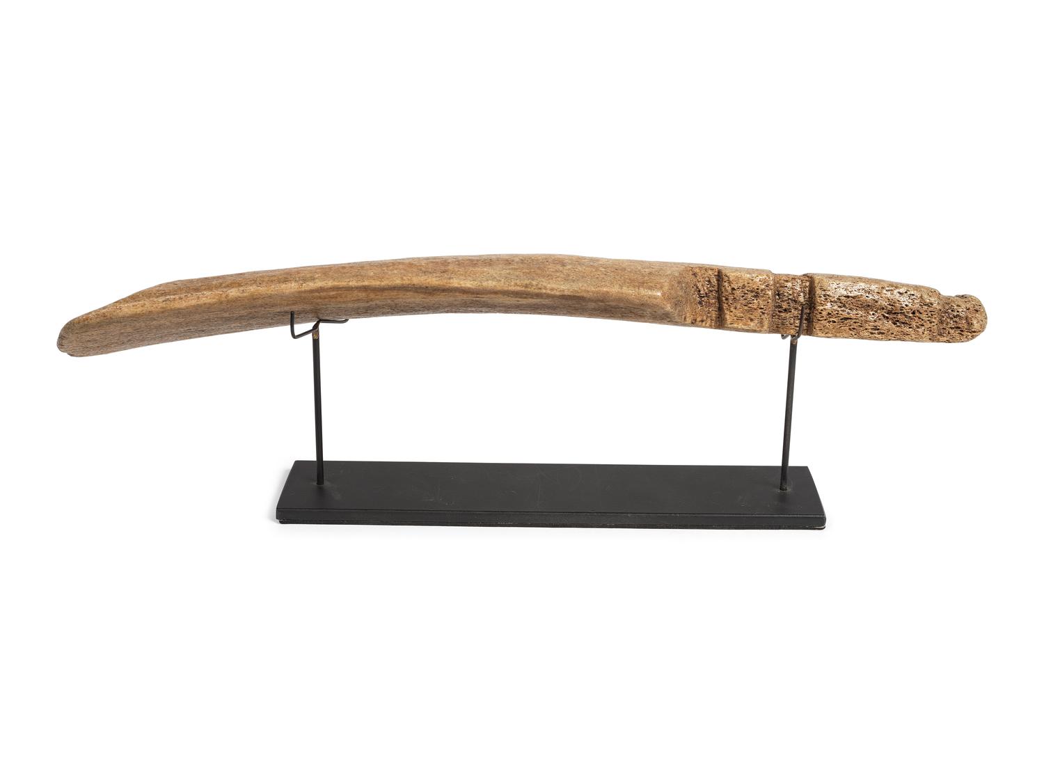 Alaskan Eskimo Carved Bone Halibut Club and Snow Knife