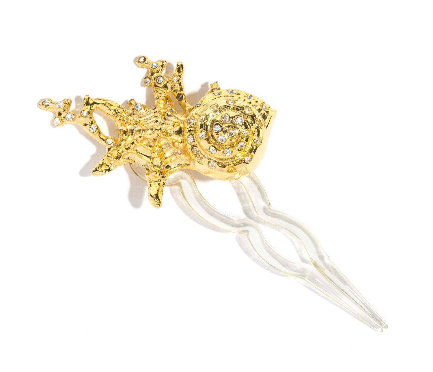 A Gianni Versace Goldtone and Rhinestone Hair Pin,