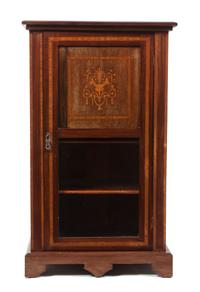 An Edwardian Marquetry Mahogany Side Cabinet Height 37 x width 22 x depth 13 3/4 inches. — 20TH CENTURY