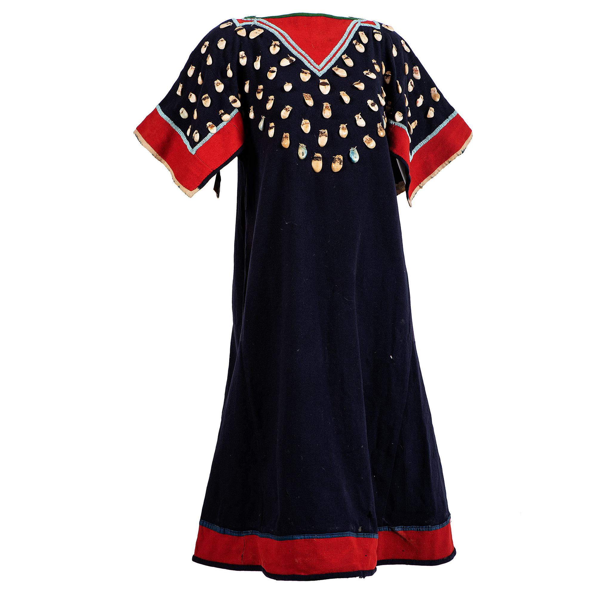 Apsáalooke Trade Wool Dress, with Bone Carved Elk Teeth