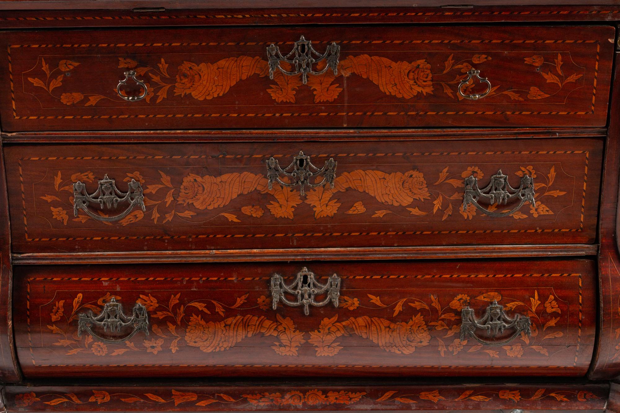 A Dutch Rococo Style Marquetry Slant-Front Desk — 19TH CENTURY